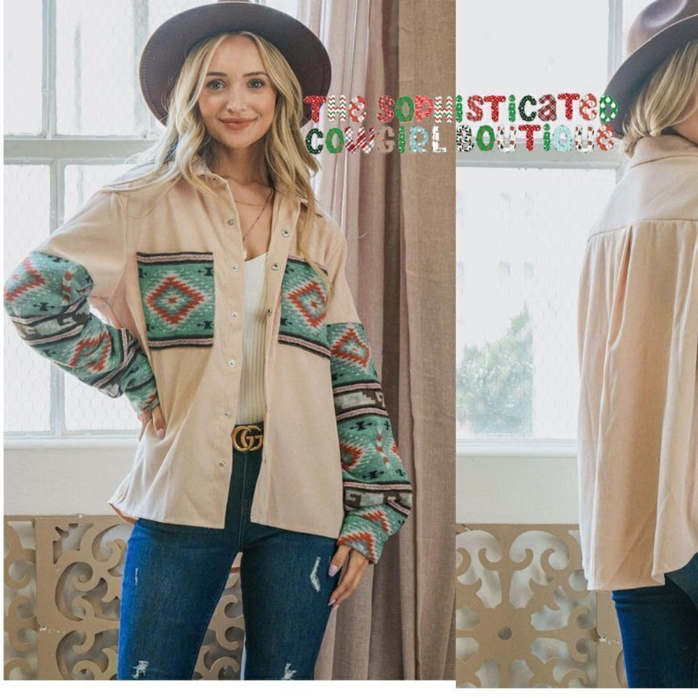 THE SHASTA LADIES AZTEC‎ PRINT CORDUROY SHACKET